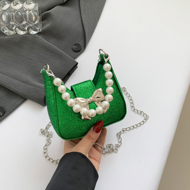 French Style Niche Fashion Women’s Bag 2024 New Underarm Bag Sweet Butterfly Pearl Handbag Chain Crossbody Bag Trendy