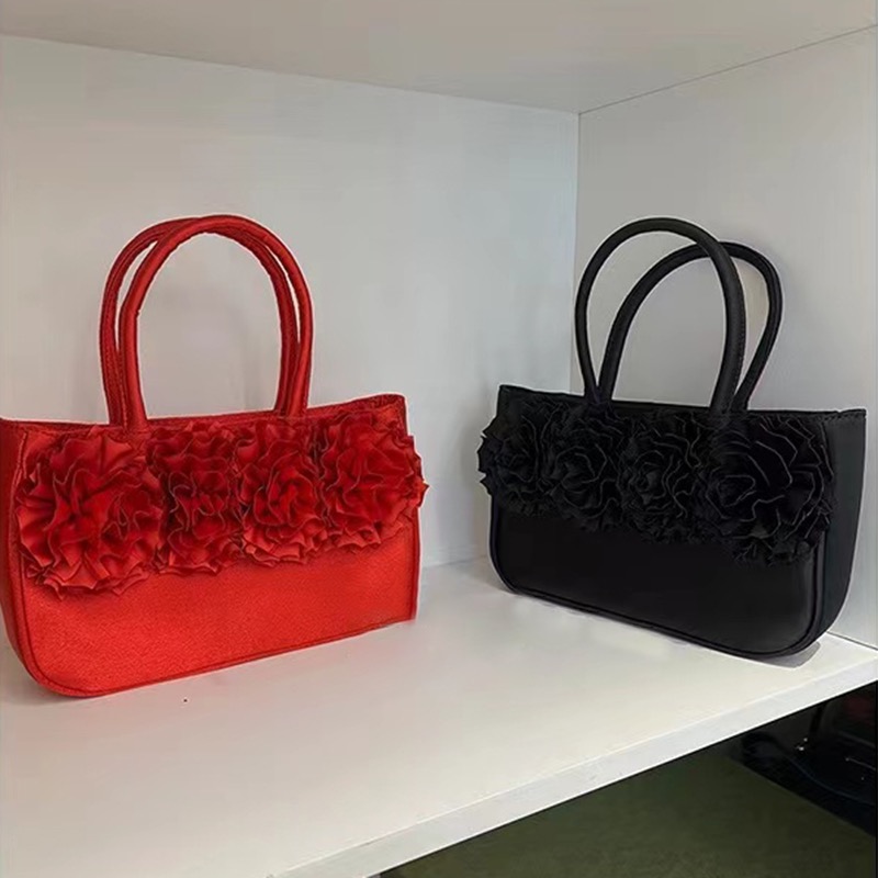 MONA Style Chinese Floral Satin Handbag Basket Bag 2024 Summer New Women’s Fashion