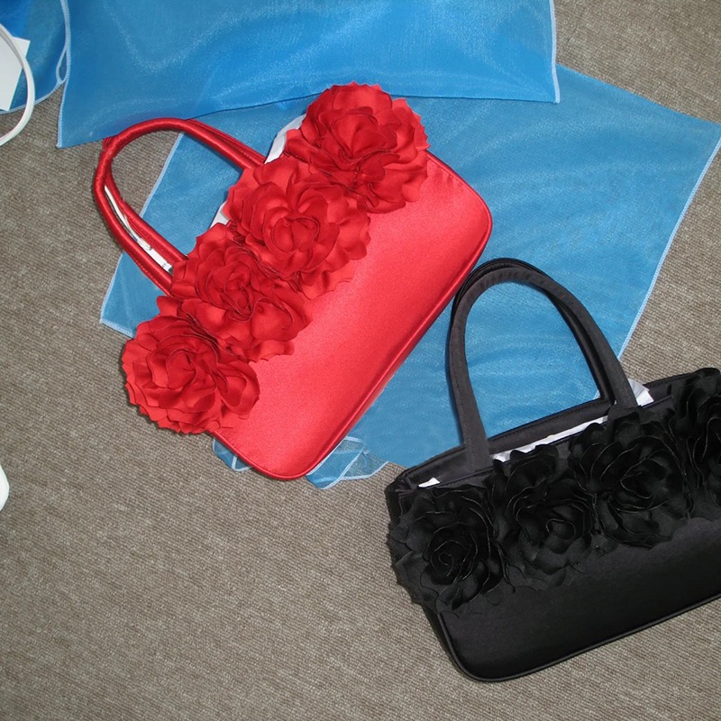 MONA Style Chinese Floral Satin Handbag Basket Bag 2024 Summer New Women's Fashion - Image 4