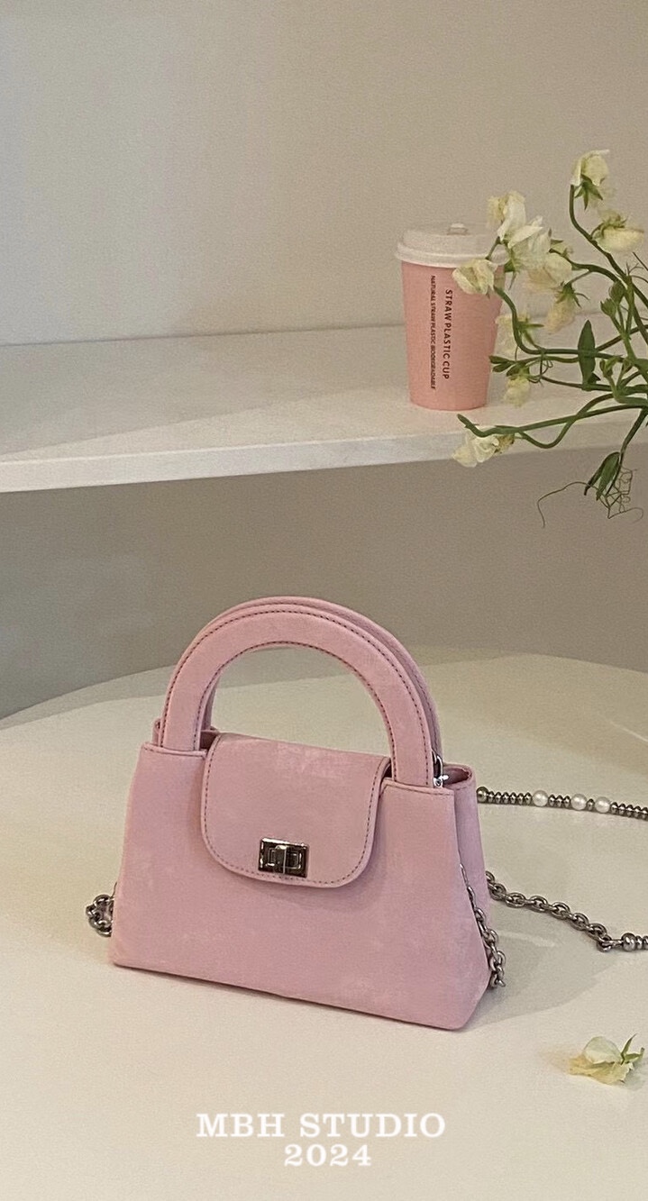 MBH New Chinese Style Elegant Velvet Satin Pearl Chain Handbag with Pearl Chain - Image 2