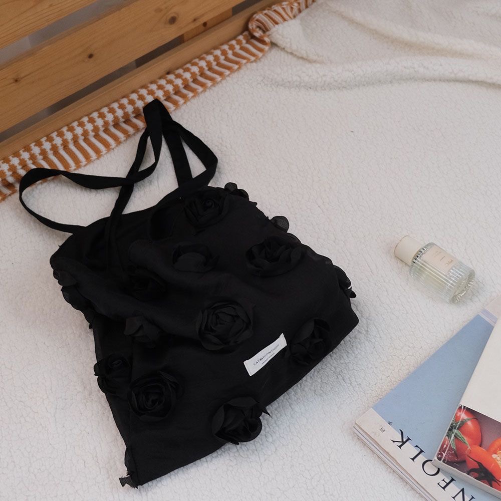 Korean Style Floral One-Shoulder Bag Cute Pink Cloth Bag for Daily Travel Vacation - Image 2
