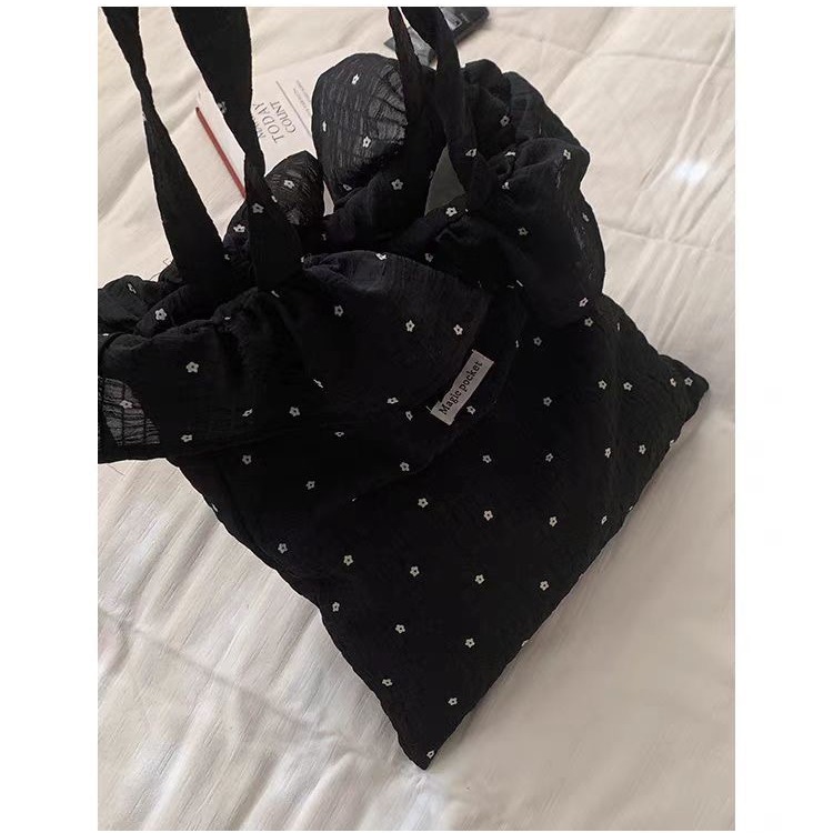 Resort Style Mesh One-Shoulder Bag Fairy Ruffle Handbag Polka Dot Tote Bag - Image 2