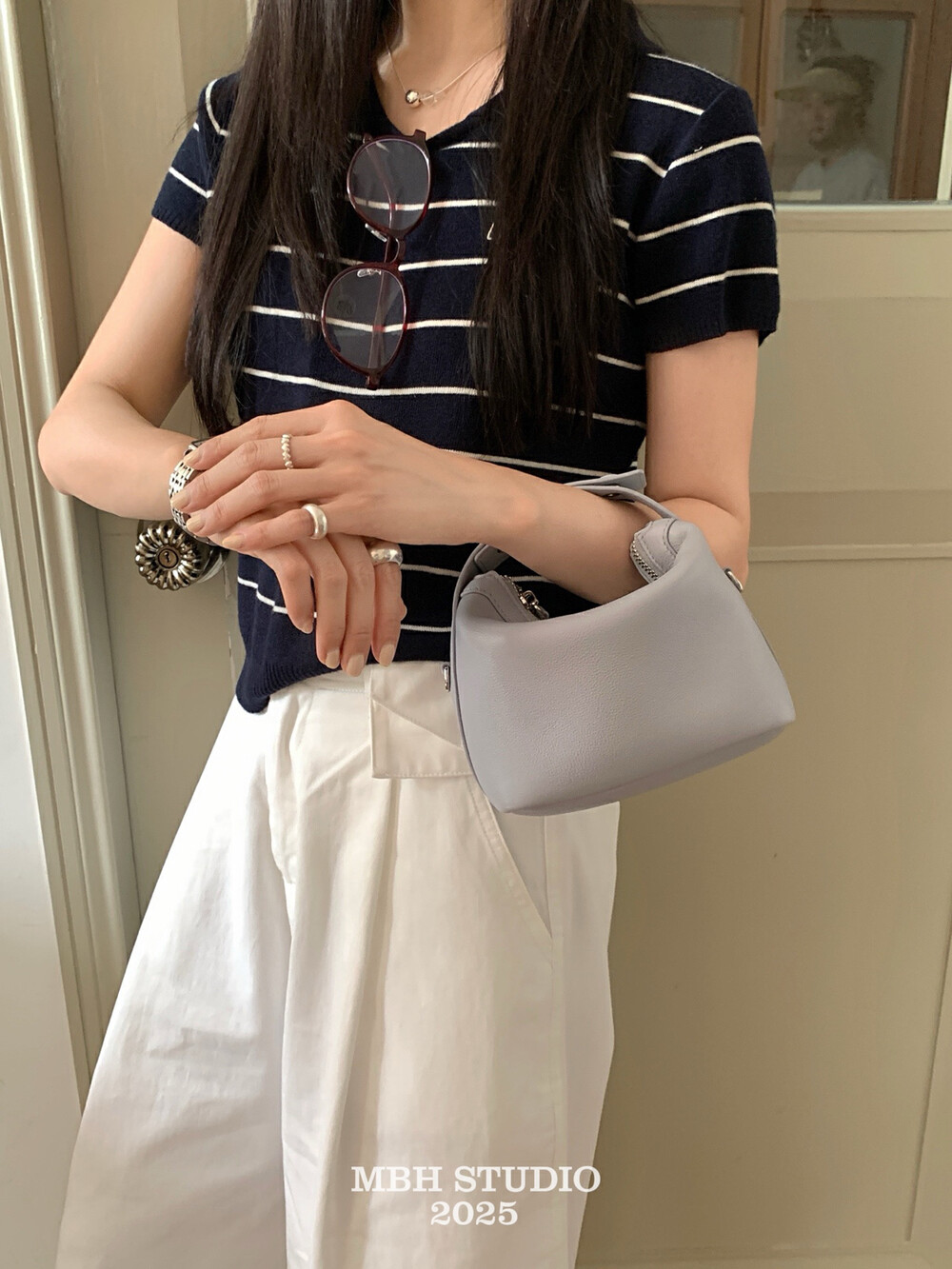 Litchi Grain Genuine Leather Bento Bag Top Layer Cowhide Lock Shoulder Crossbody Handbag with Strap - Image 3