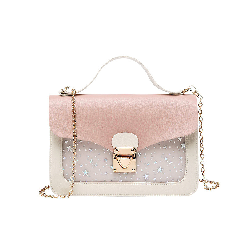 Korean Style Sequin Star Print One Shoulder Phone Bag Flap Lock Small Square Bag - Image 5