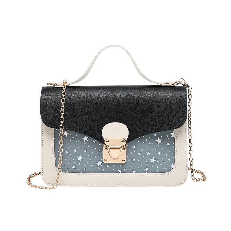Korean Style Sequin Star Print One Shoulder Phone Bag Flap Lock Small Square Bag