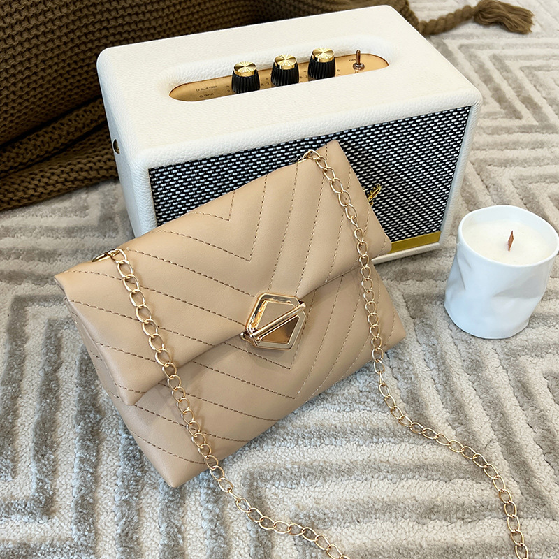 New Chain Embroidered Crossbody Plaid Diamond Leather Women's Phone Bag - Image 3