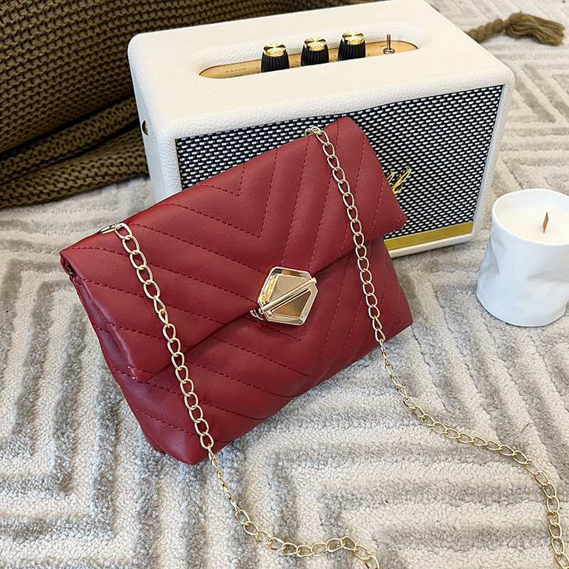 New Chain Embroidered Crossbody Plaid Diamond Leather Women's Phone Bag - Image 2