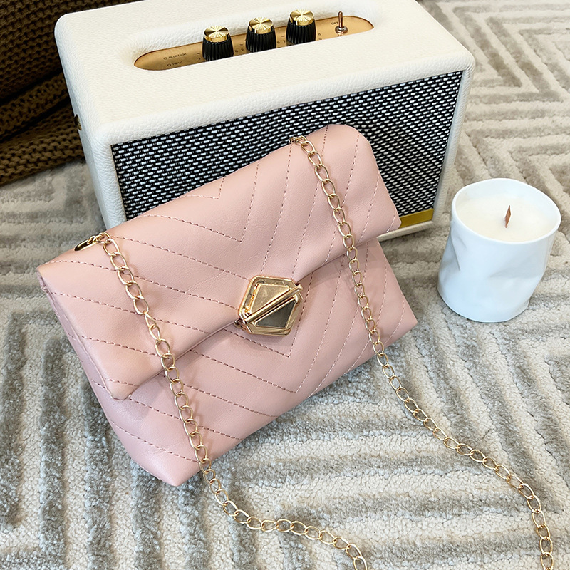 New Chain Embroidered Crossbody Plaid Diamond Leather Women's Phone Bag - Image 4